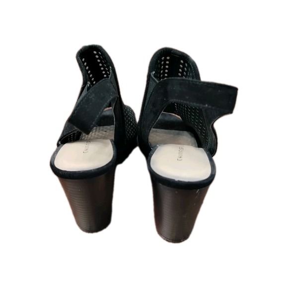 Chinese Laundry Slingback Sandals Womens 7.5M Black Perforated Peep‎ Toe Party - Picture 4 of 9